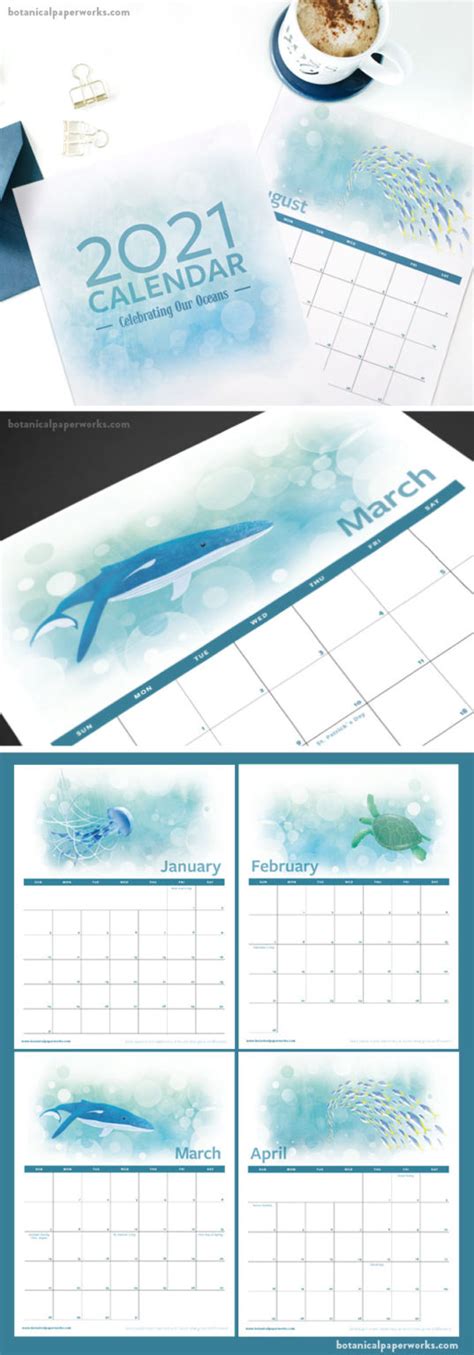 Free Printable 2021 Calendars Botanical Paperworks