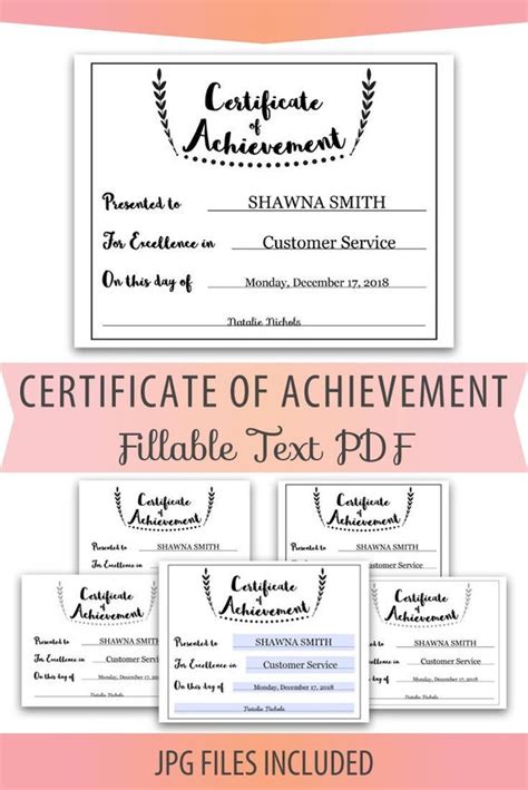 Diy Editable Pdf Certificate Of Achievement Award Template In Etsy