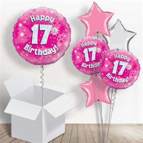 Happy 17th Birthday Pink Hearts 18 Balloon In A Box Buy Online