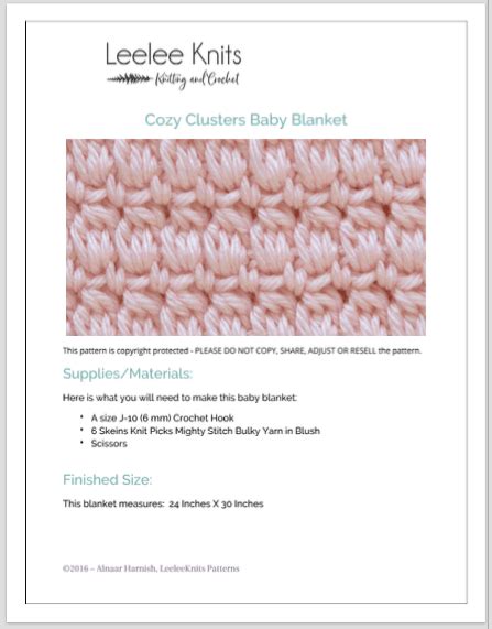 Cozy Clusters Free Crochet Baby Blanket Pattern Leelee Knits Crochet