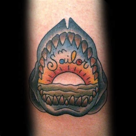 Jul 23, 2018 · outline tattoo of a shortfin mako shark on the left rib cage japanese style shark tattoo on the right hand. 60 Shark Jaw Tattoo Designs For Men - A Bite Of Ink Ideas