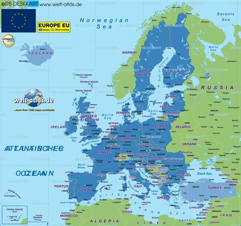 Map Of European Union Eu Serveral Countries Map In The Atlas Of The