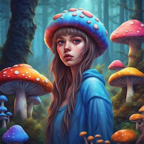 Fantasy Colorful Beautiful Mushroom Girl Forest 8k Beautiful Perfect High Quality High