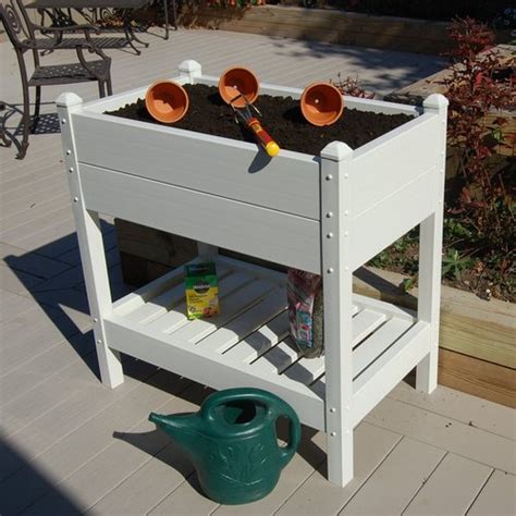 Dura Trel 36 In X 37 In White Pvc Vinyl Kalahari Raised Planter Box At