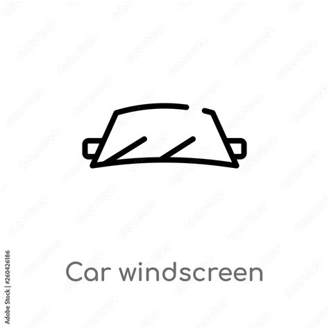 Outline Car Windscreen Vector Icon Isolated Black Simple Line Element