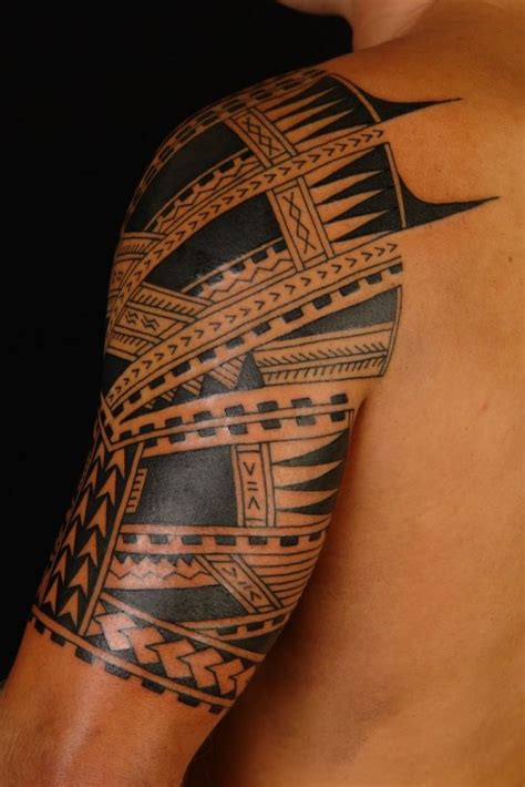 Black Tiki Polynesian Tatuajes On Half Sleeve Imagen Polynesian