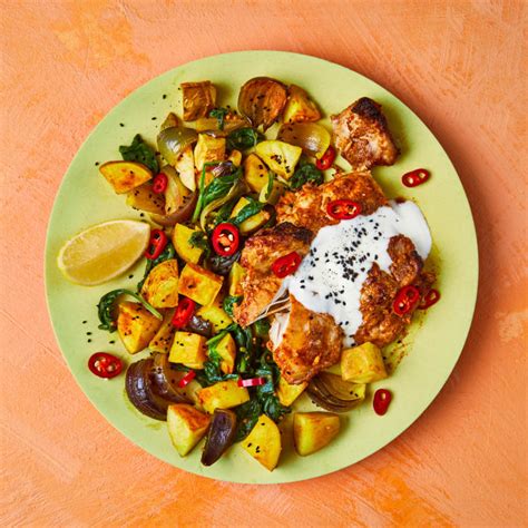 Indian Spiced Chicken Tray Bake With Spinach Recipe Gousto
