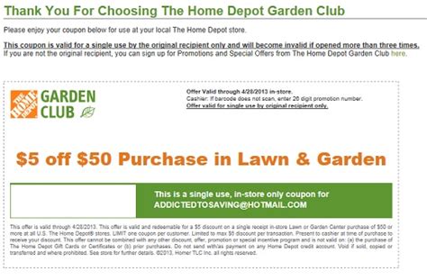 Sign Up To Receive Mailed And Emailed Home Depot Garden Club Coupons