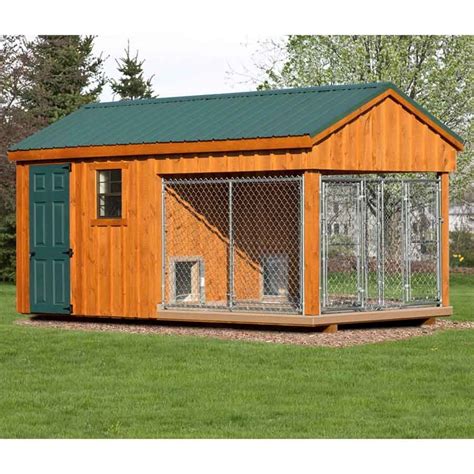 Fully Assembled 8 X 16 Ft Amish Made Large 2 Run Prefab Dog Kennel With