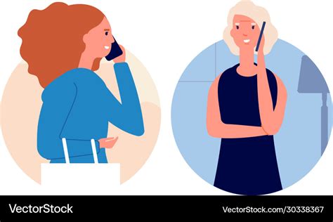 Phone Talking Call Mother Women Talking Royalty Free Vector