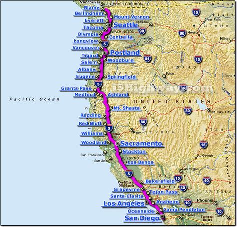 I 5 Interstate 5 Road Maps Traffic News Interstate 5 Road Trip Map