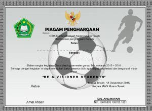 Detail Piagam Penghargaan Sepak Bola Koleksi Nomer