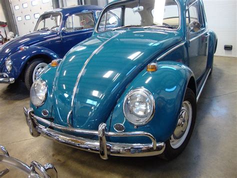 Classic 1966 Vw Beetle Bug Sea Blue Sunroof Vintage Sedan For Sale