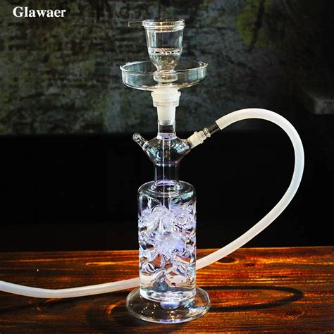 2017 New Arrival Cool Style Glass Hookahs Heavy Shisha With Led Light Glass Water Pipe Narguile