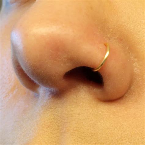 Open Hoop Nose Ring 9k Gold Nose Ring Nostril Piercing Hoop Etsy