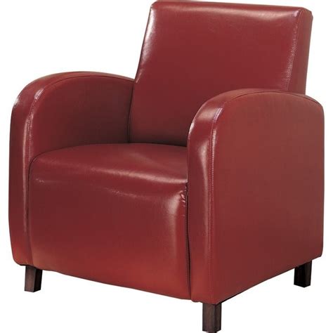 Gray leather / stainless gold channing arm dining chair. Coaster Accent Faux Leather Club Arm Chair in Red - 900335