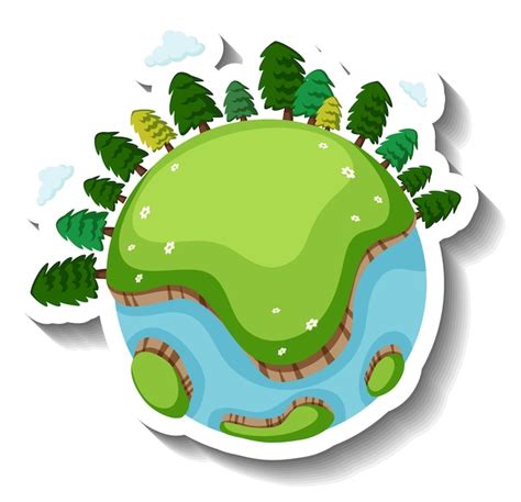 Premium Vector Earth Planet With Trees In Cartoon Style