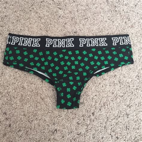 pink victoria s secret intimates and sleepwear pink logo st patricks day panty poshmark