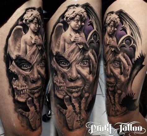 Skull And Angel Tattoo Picture Tattoos Skull Tattoos Tattoos Gallery