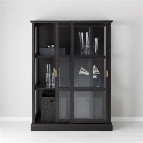 MalsjÖ Glass Door Cabinet Black Stained Black Stained 40 12x18 7