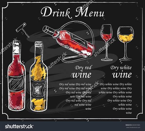 Drink Menu Elements On Chalkboard Restaurant Blackboard For Drawing