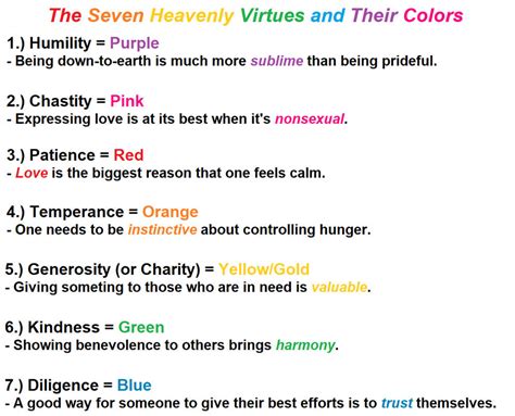 The 7 Heavenly Virtues And Their Colors By Hellojube2000 On Deviantart