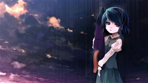 Download Kogasa Tatara Heterochromia Cloud Rain Sad Umbrella Anime