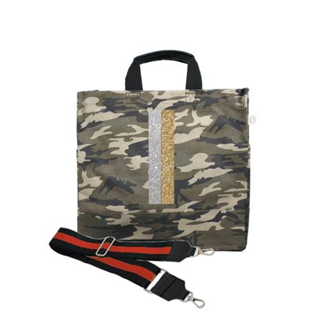 Color Stripes Green Camo North South Bag With Stripe Strap Green Camo Color Stripes Bags