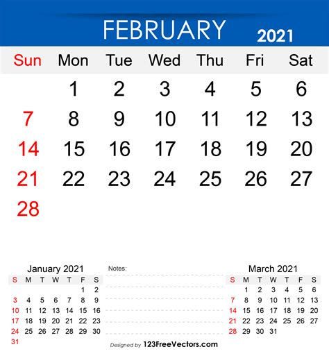 Free 2021 February Desk Calendar Design