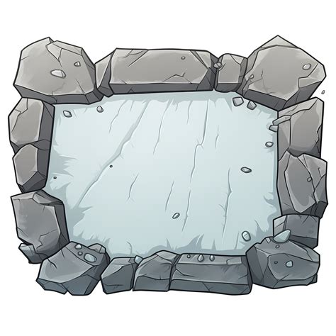Stone Tablet Rock Banner With Cracked Elements For Game Ui 29239224 Png