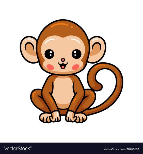 Cute Baby Monkey Cartoon Sitting Royalty Free Vector Image