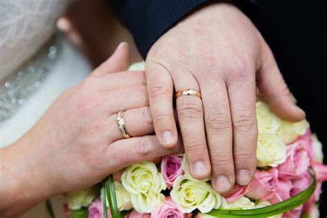 Bride And Groom Hands With Wedding Rings Stock Image Image Of Lovers Boyfriend