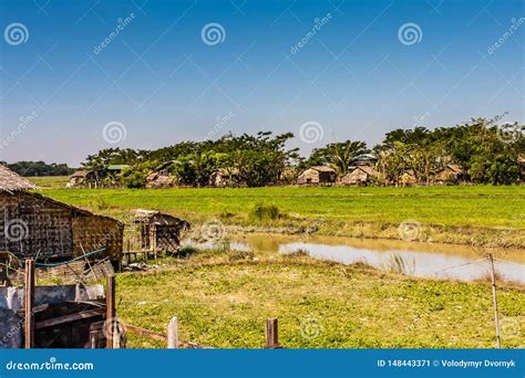 A Typical Burmese Village In The Yangon Region Myanmar Stock Image