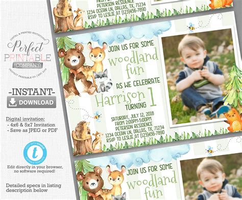 The pictures of unicorns are treasured and used on several prestigious occasions and events for it auspicious significance. Woodland Birthday Invitation Woodland Friends Invitation ...