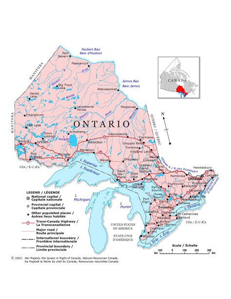 A lake, lake ontario, between ontario province and new york state. Large Ontario Town Maps for Free Download and Print | High ...