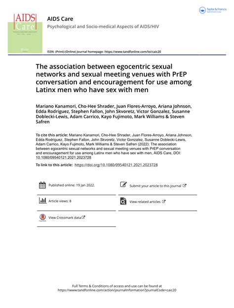pdf the association between egocentric sexual networks and sexual meeting venues with prep