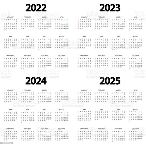 Calendar 2022 2023 2024 2025 Year The Week Starts On Sunday Annual