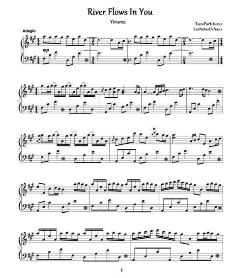 Partitura River Flows In You Yiruma Para Piano Partituras Online