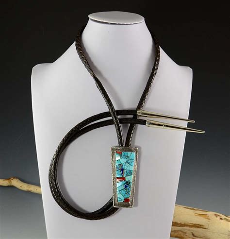 Wes Willie Inlay Bolo Tie Navajo Sedona Native American Jewelry