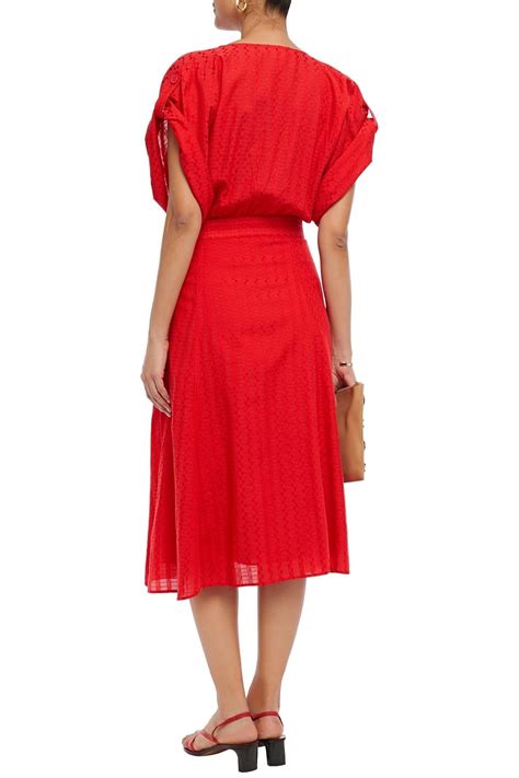 Vanessa Bruno Gathered Jacquard Midi Wrap Dress Sale Up To Off The Outnet