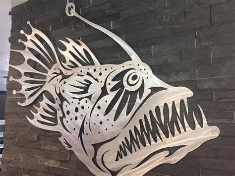 Angler Fish Metal Wall Art Home Decor Garden Aluminum Metal Etsy