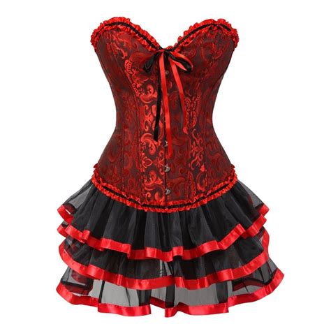 caudatus victorian corset dress gothic vintage overbust corsets and bustiers tutu skirts set