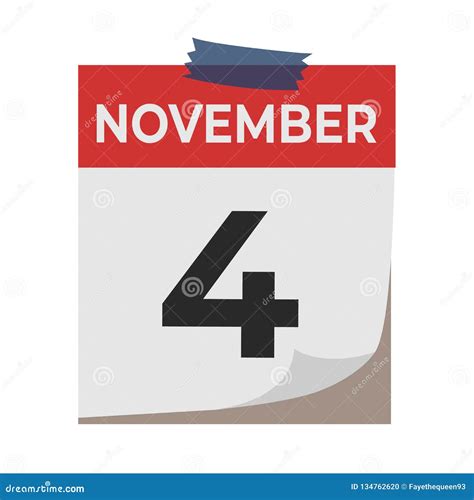 4 De Noviembre Icono Del Calendario Aislado En El Fondo Blanco E