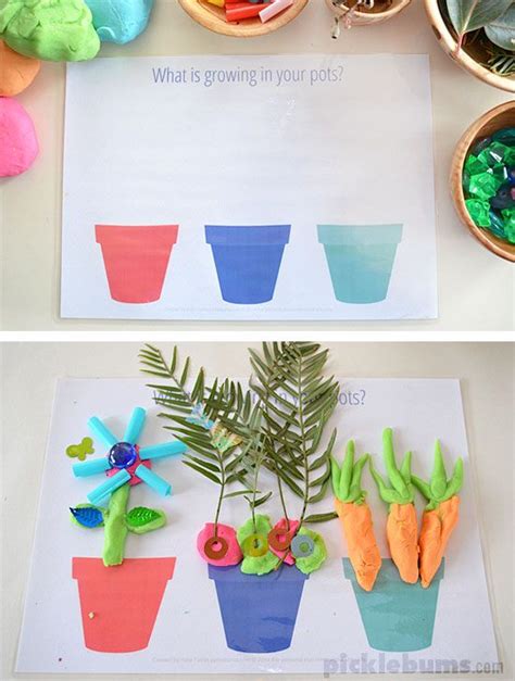 Free Printable Garden And Growing Play Dough Mats Preschool Or