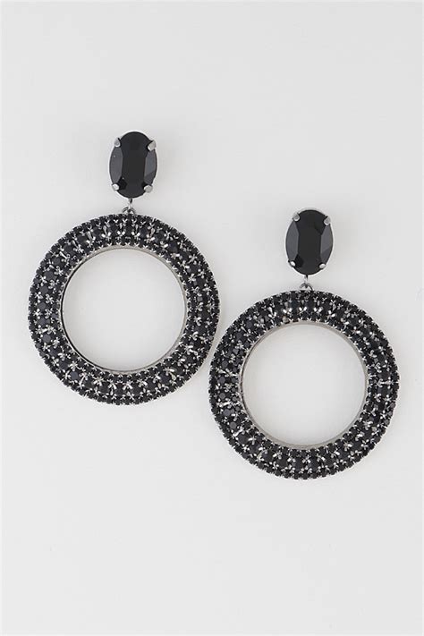 Fe1305 Black Rhinestone Jewelry Drop Earrings Rhinestone Earrings