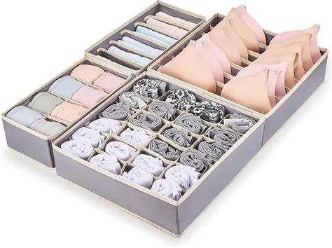 ChocoLife Sets Underwear Drawer Organisers Grey Oxford Fabric Underwear Organizer Box