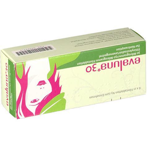 0,1 mg levonorgestrel, 0,02 mg ethinylestradiol einnahmedauer: Evaluna 30 Filmtabletten - shop-apotheke.com