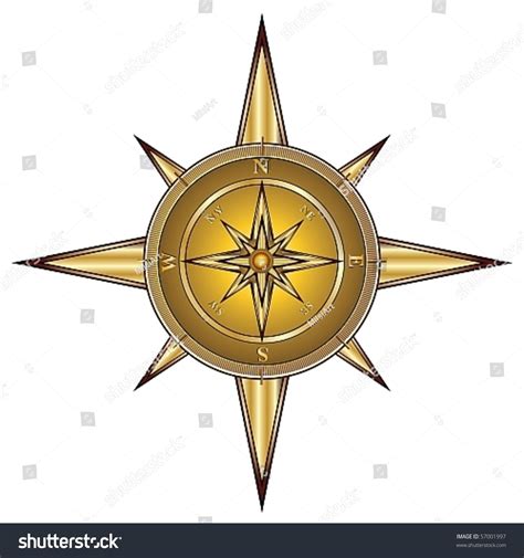 Gold Compass Isolated On White Vector Stock Vector 57001997 Shutterstock