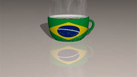 Country Flag Of Brazil Placed On A Cup Of Hot Coffee In A 3d
