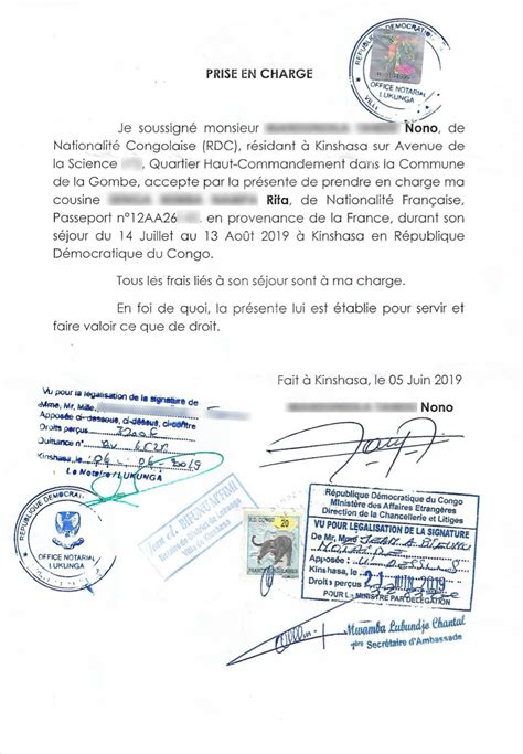 Lettre Dinvitation Légalisée Visa Congo Kinshasa Rdc